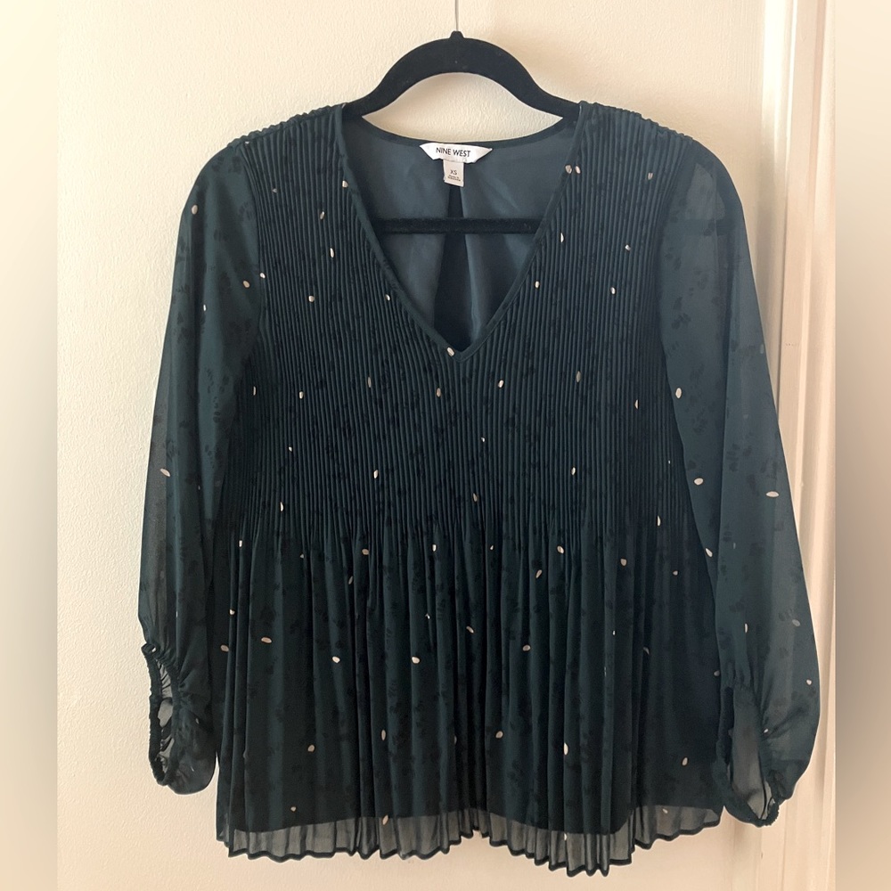 Emerald pleated blouse